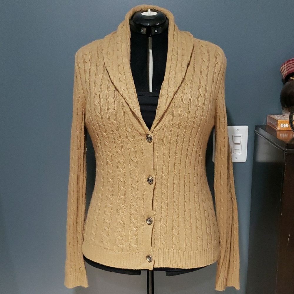 Chaps Button Front Wool Angora Blend Collared Cab… - image 1